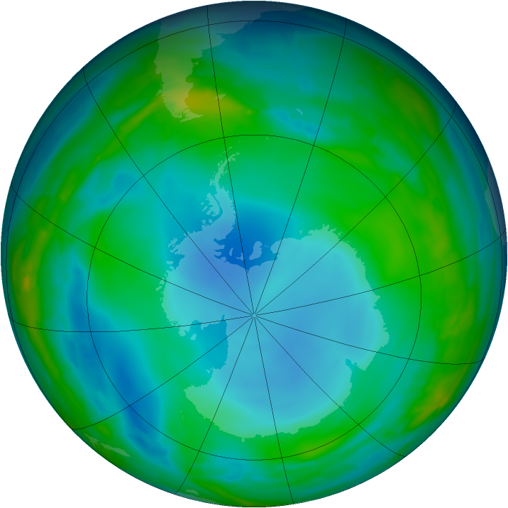 Antarctic ozone map for 12 June 2014